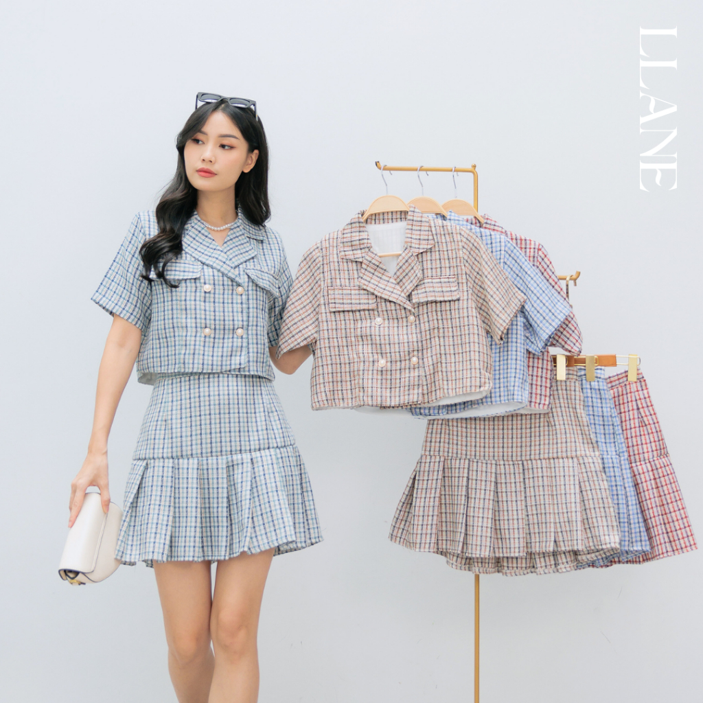 LLANE - Seraphine Tweed Set / Premium Tweed Blazer & Skort / Korean Looks / Premium tweed