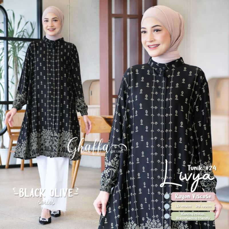 LIVYA TUNIK #24 BY GHAFFA THE LABEL / TUNIK MOTIF RAYON LD 110