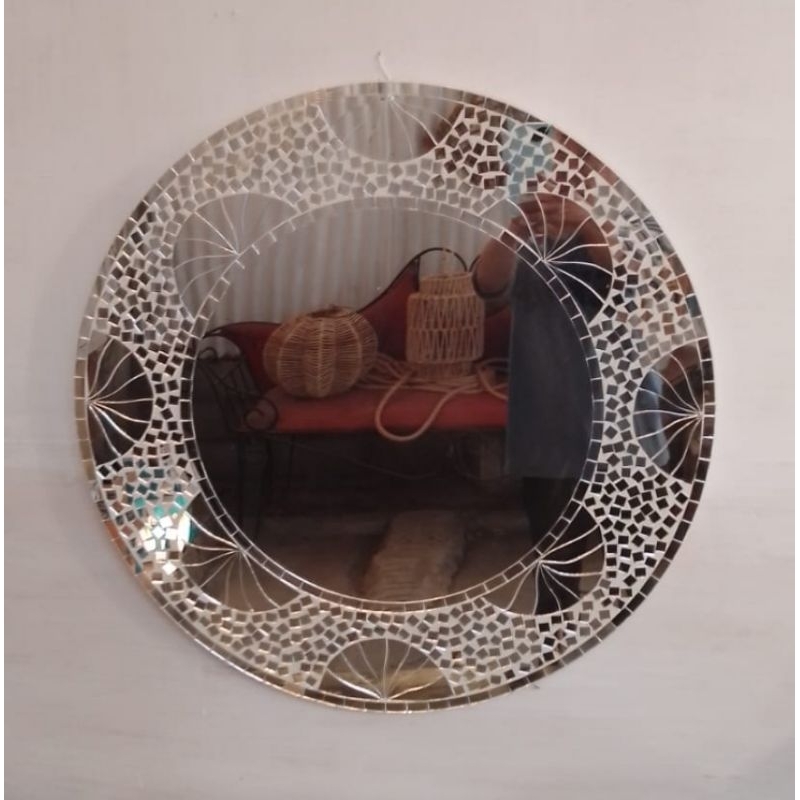 Cermin Mozaik 60cm dekorasi ruangan