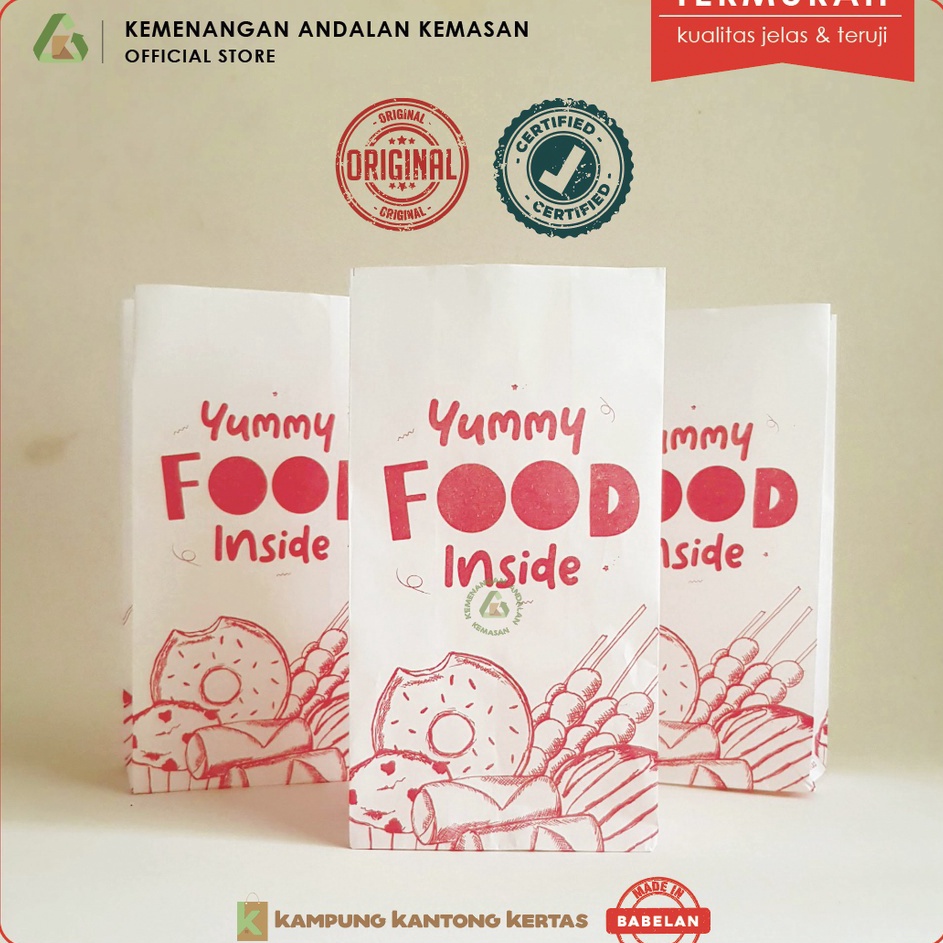 

Dapatkan Sekarang Kantong Ayam Goreng Kemasan Fried chicken Kantong Kertas Fried Chicken Paper Bag Bungkus Ayam Fried Chicken YUMMY FOOD 1 pcs