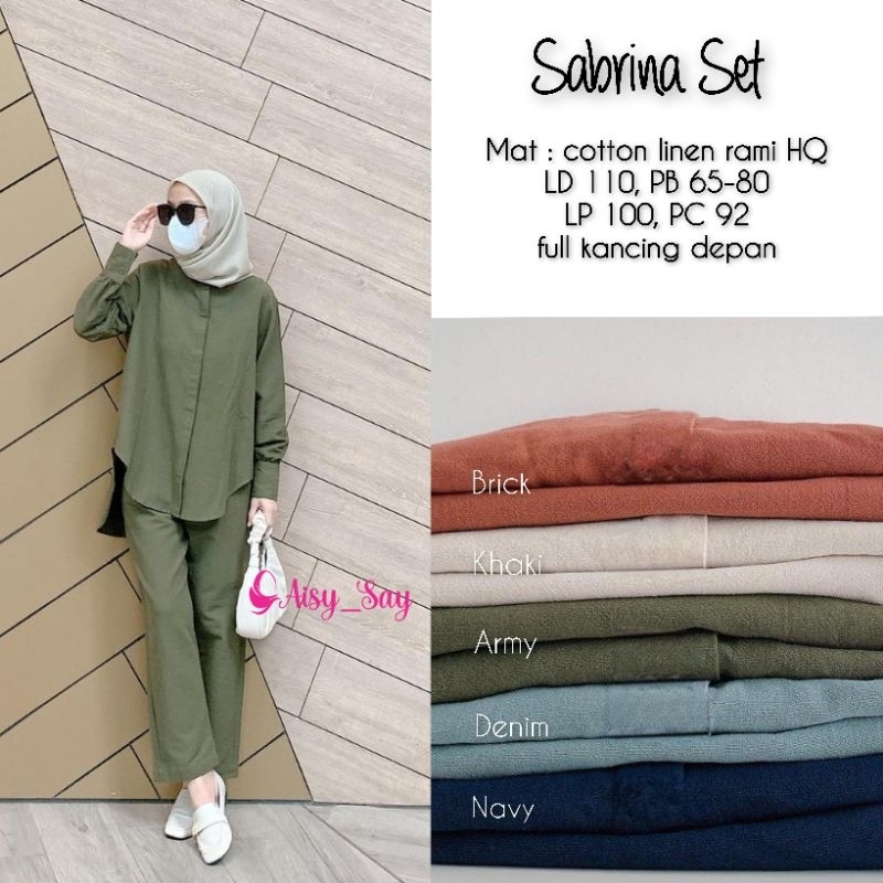 Sabrina Set Bahan Linen Rami Premium By AisySay-Setelan Wanita Kekinian Busui-Oneset Linen Polos Shi