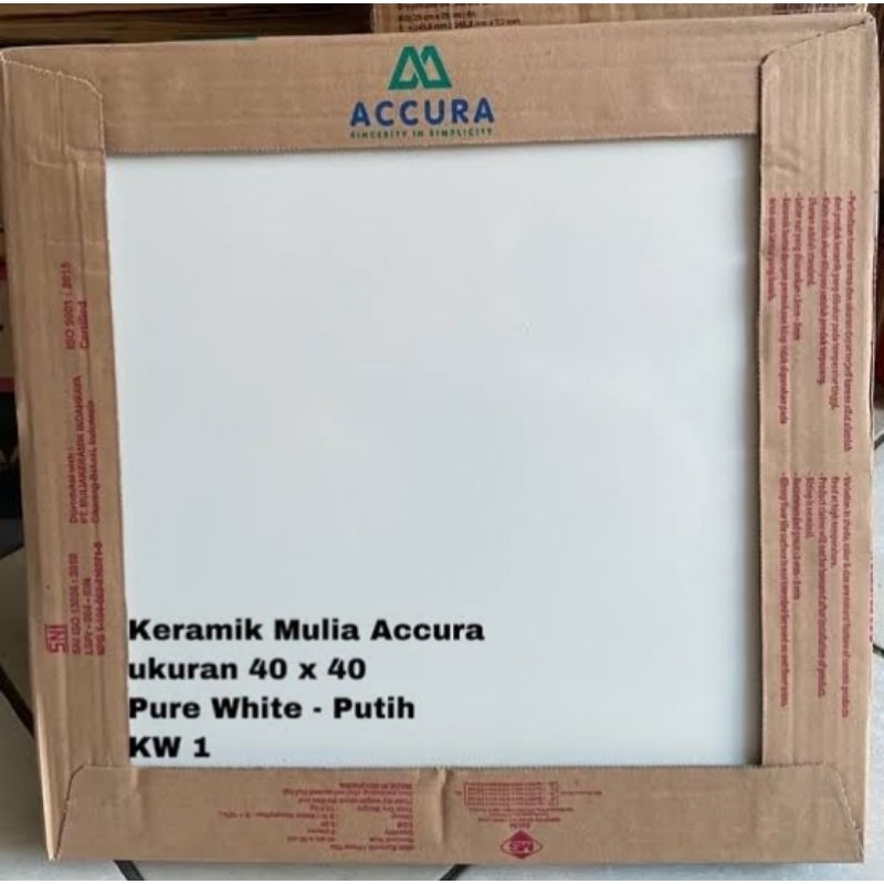 Keramik 40x40 Pure White Putih Polos 40x40 Mulia Accura