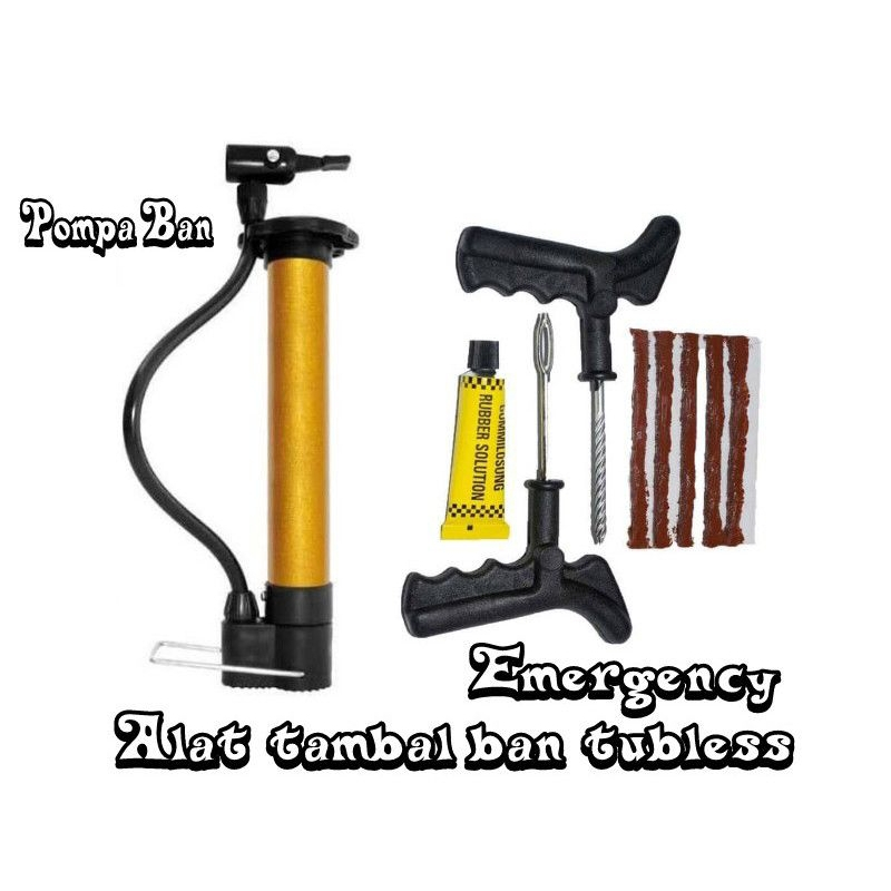 Paket Alat Tambal Ban Tubless Motor Pompa Mini Dan Alat Tambal Ban