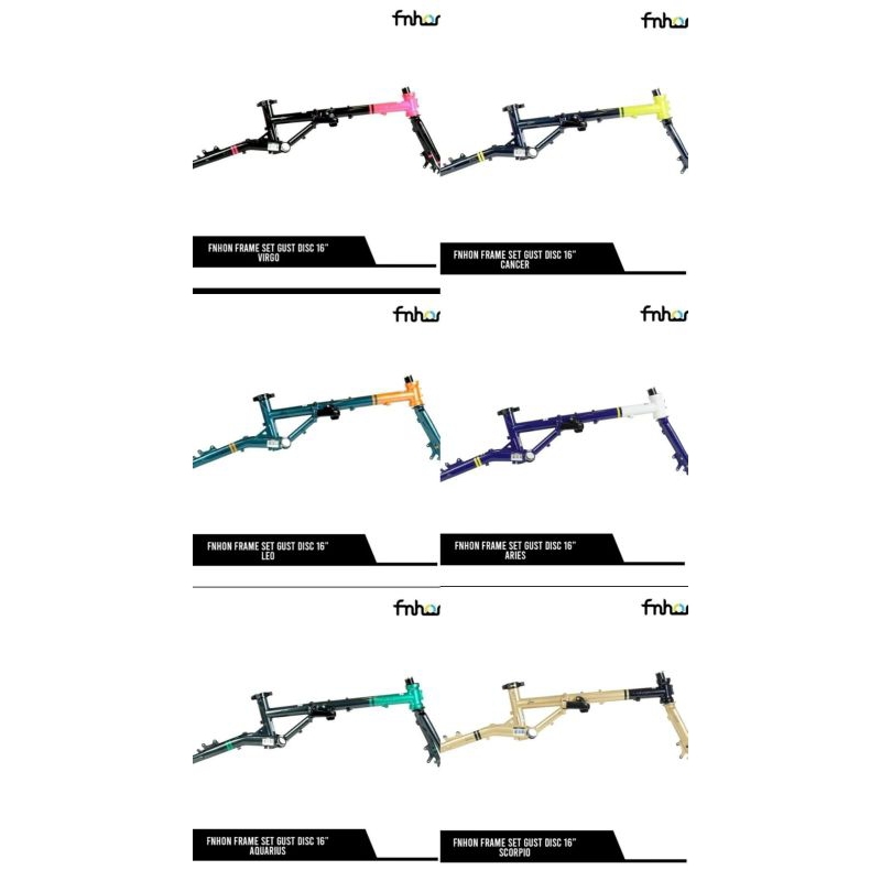 Frameset sepeda lipat 16+ fnhon gust edisi zodiak frame fork handlepost