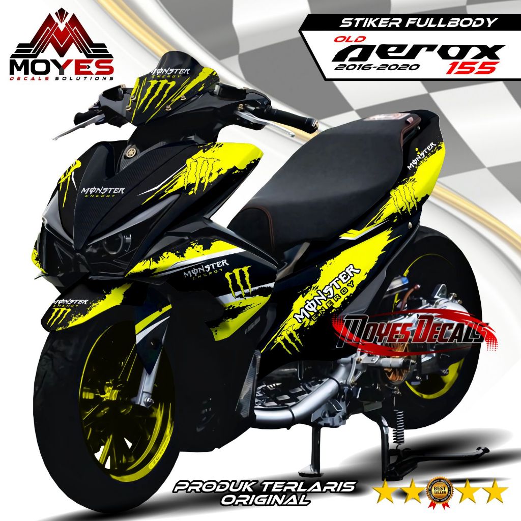 Decal Sticker Aerox 155 Old/Lama - Dekal Stiker Aerox Old Decal Stiker Motor Aerox motip Monster