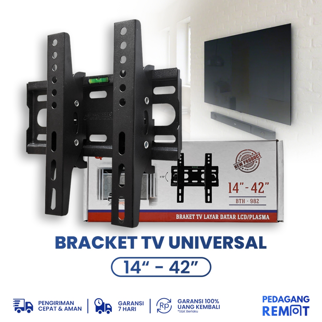 Braket Bracket TV LED LCD Android SmartTV Universal 14 - 42Inch (17", 19", 24", 32") BTH-982