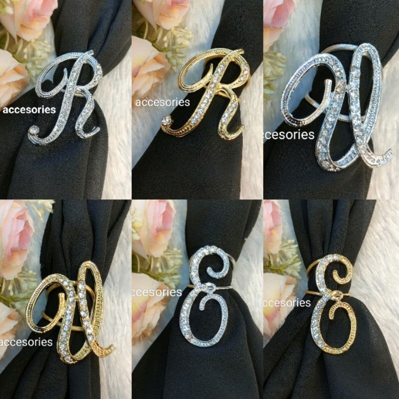 Bros / ring / hijab / ring hijab /ring hijab huruf / ring huruf / cincin hijab / ring hijab Korean p