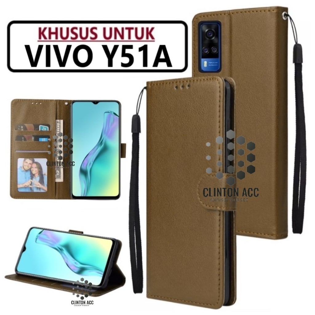CASE HP VIVO Y51A FLIP WALLET LEATHER DOMPET KULIT SOFTCASE PREMIUM FLIP COVER SARUNG BUKA TUTUP FLI