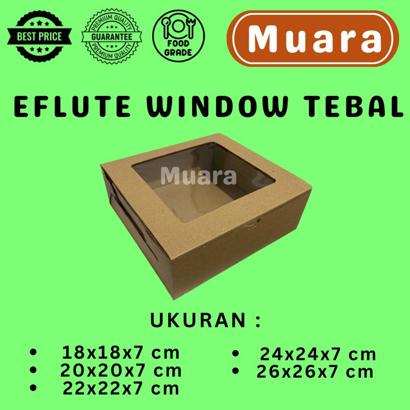 

Dos Eflute Window Tebal Tinggi 7Cm Souvenir Jendela Mika Tutup Sambung / Kardus Box Karton Dus Hampers Kue Baju Pakaian Tinggi 7Cm