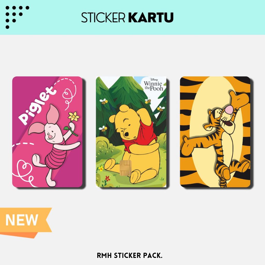 

Sticker Kartu ATM | Flazz | Emoney / Skin Card / Garskin Kartu || Tema Winnie The Pooh