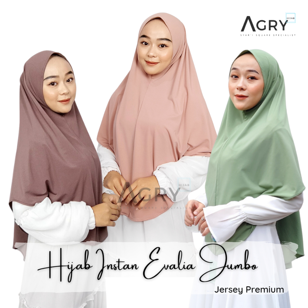 ᴀɢʀʏ Hijab Instan Non Pet Jumbo Jersey Premium | Evalia Jumbo