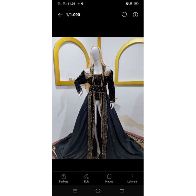 Kebaya modern Adat Jawa/Ekor Lepas Pasang /Bahan Buludru Premium/Full Mutiara Cangkang/Full Payet Je