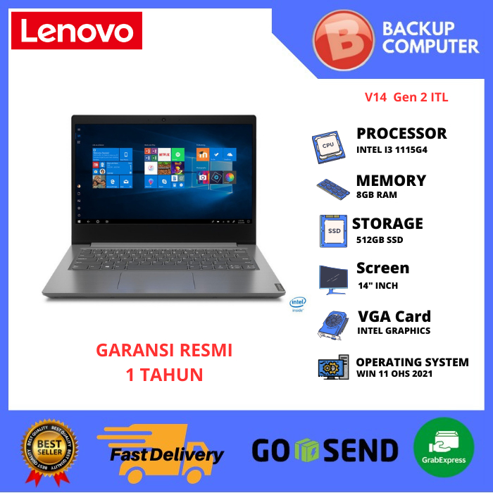LAPTOP LENOVO V14 Gen 2 ITL I3 1115G4 82KAA07UID 8GB (4GB+4GB) RAM