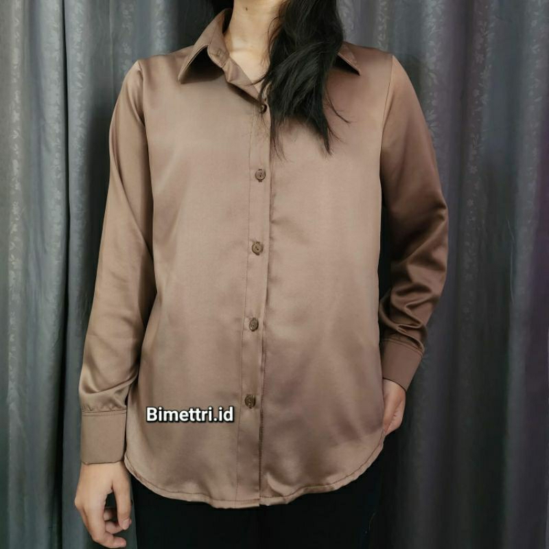 kemeja satin silk / kmeja wanita satin premium / kemeja bahan jatuh / kemeja nanami kento