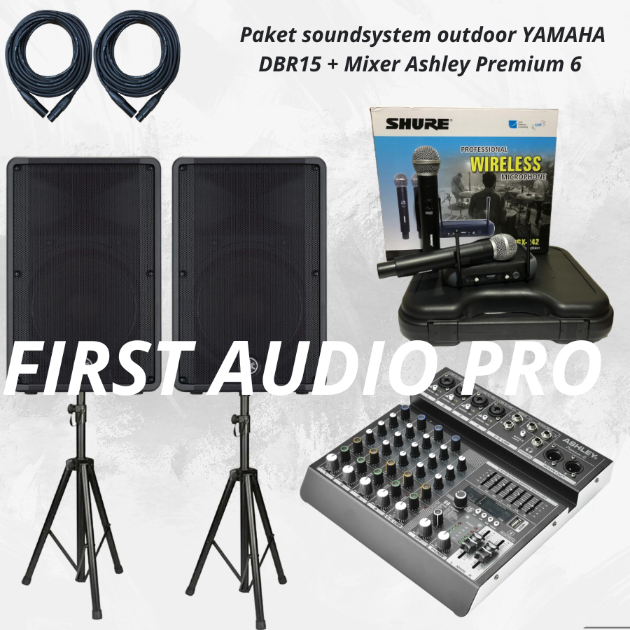 Paket 3 soundsystem outdoor YAMAHA DBR15 + Mixer Ashley Premium 6 ORIGINAL