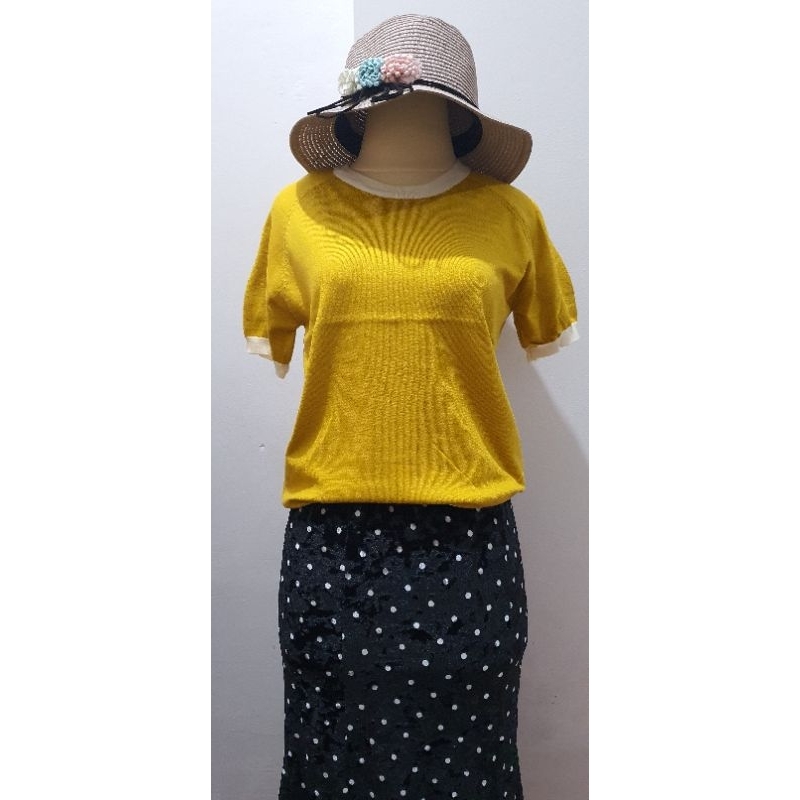 Blouse wanita knit cantik knit korea knit terkini knit lengan pendek