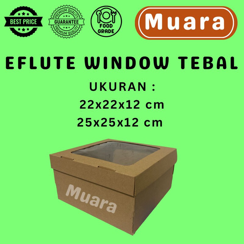 

Dos Eflute Window Tebal Tinggi 12Cm Souvenir Jendela Mika Tutup Sambung / Kardus Box Karton Dus Hampers Kue Baju Pakaian Tinggi 12Cm