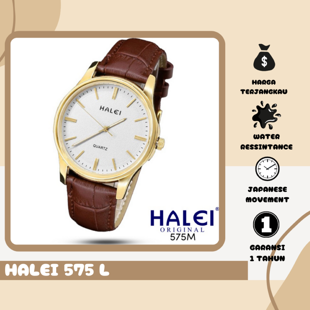 Halei.Watch 575 L Jam Tangan Wanita Halei  Kulit Analog - Tahan Air dan Garansi 1 Tahun