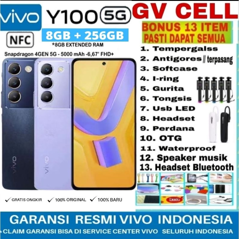VIVO Y100 5G NFC 8/256GB RAM 8GB ROM 256GB & 8/128GB GARANSI RESMI VIVO