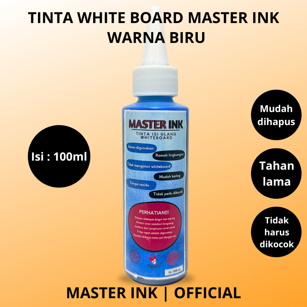 

Tinta Spidol Whiteboard Master INK Tinta Isi Ulang Spidol Master INK BIRU 100ml