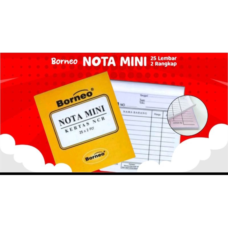 

Buku Nota Kontan Borneo Kecil 2 Ply NCR / Nota Kontan 2 Rangkap Kecil / Nota Kontan Mini