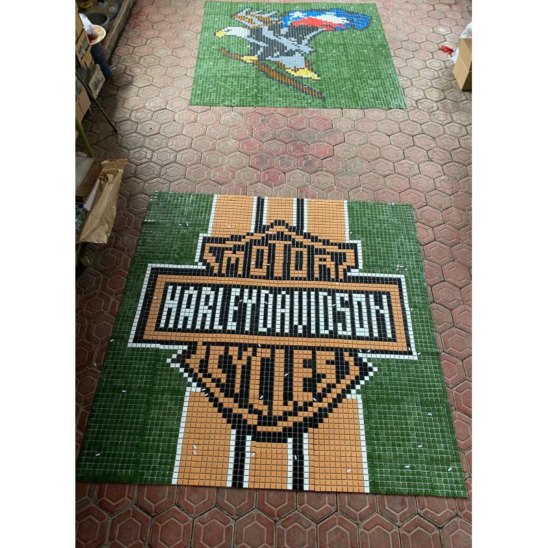 mosaic keramik logo | mosaic keramik huruf | keramik lantai bergambar