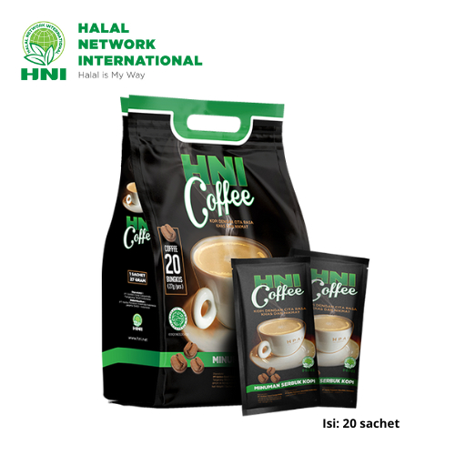 

HNI COFFE isi 20 sachets dengan kandungan Habbatusauda, madu, susu kambing, coklat #HNI #Health Food & Beverage