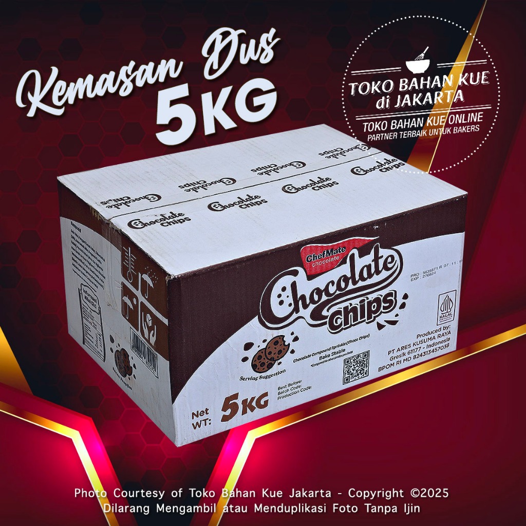 

Chefmate Chip MINI 5kg Dus Chocochip Dark Chocolate Compound Coklat Chips Cokelat Murah Enak