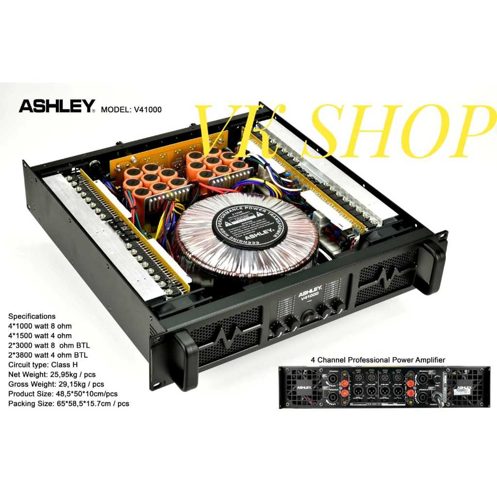 POWER AMPLIFIER ASHLEY V41000/ V 41000/ ASHLEY V-41000 4CH ORIGINAL