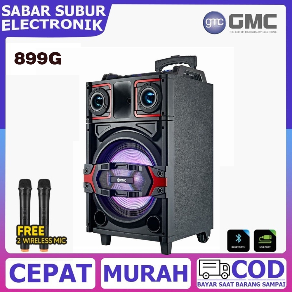 GMC Speaker 899G Portable Bluetooth 12 Inch Free 2 Mic Wireless