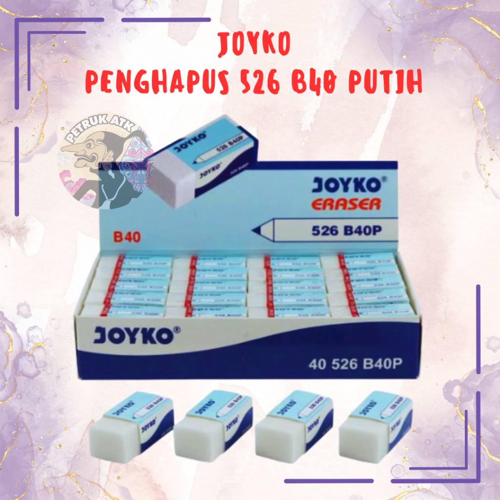 

[PCS] ERASER PENGHAPUS JOYKO PUTIH KECIL 526 B40P PUTIH / 526 B40BL HITAM*