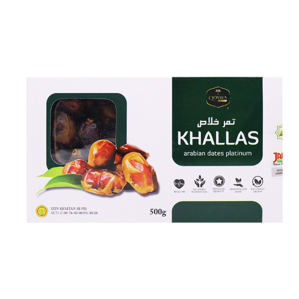 

Kurma Qoswa Khallas 500gr - Humaira Kholas Asli Dates Crown