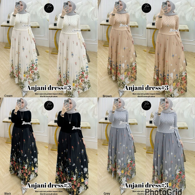 RESTOCK Anjani Plisket Dress #3 By Zaina | BEST SELLER | Allsize | Mat. Rajut Mix Plisket Import Chi