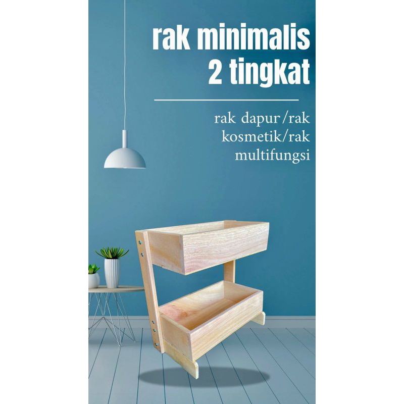 rak dua susun rak kayu rak dapur minimalis