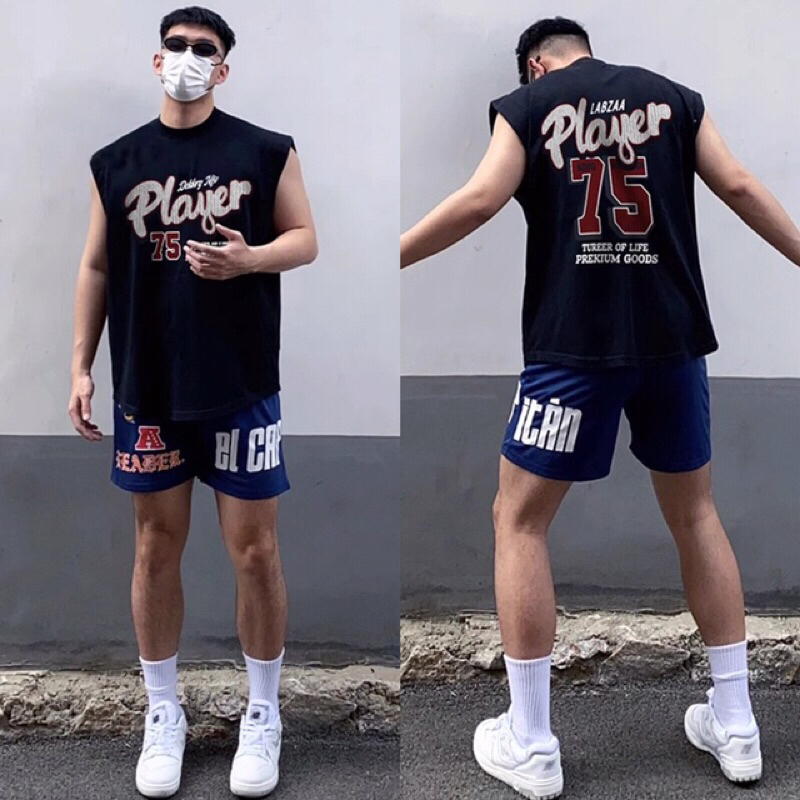 Atasan rompi pakaian luar kanvas gaya hip-hop atasan rompi pria musim panas baru cetak huruf cetak k