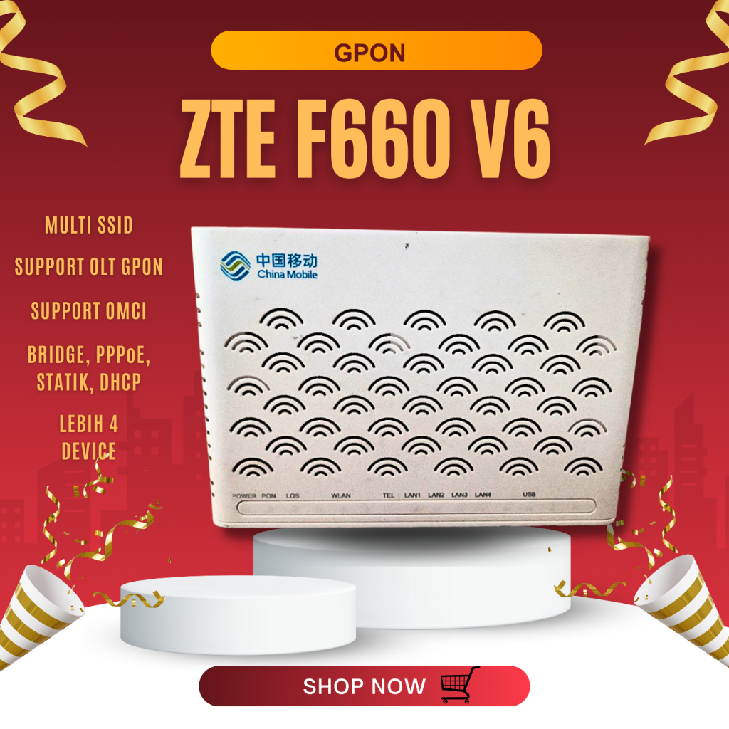 GPON ZTE F660 V6 NON ADAPTOR - BERGARANSI
