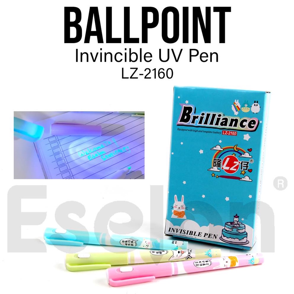 

el terkini 12ps Pulpen Lampu Ajaib 216 Invisible Pen Senter UV 54