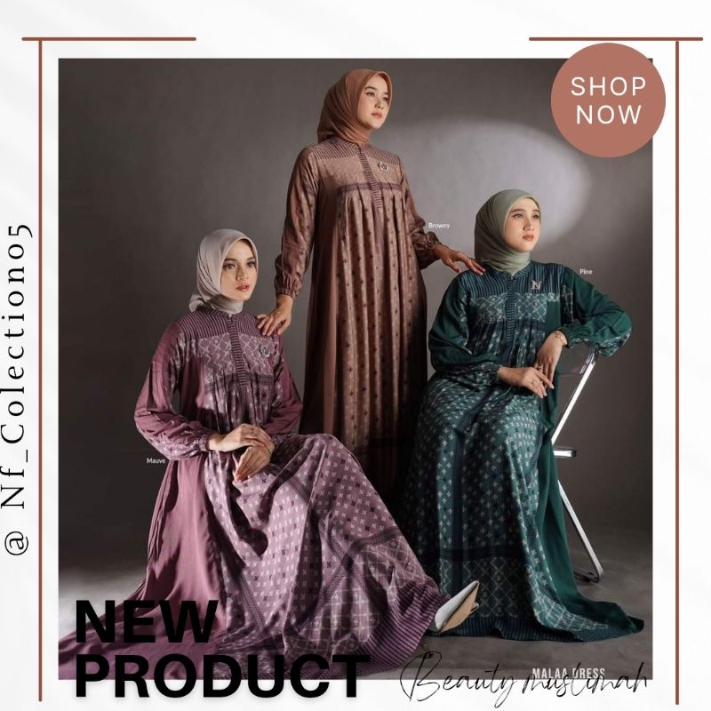 Malaa dress by nadheera luxury || dress motif rayon premiun terbaru 2024 || dress wanita dewasa (S- 
