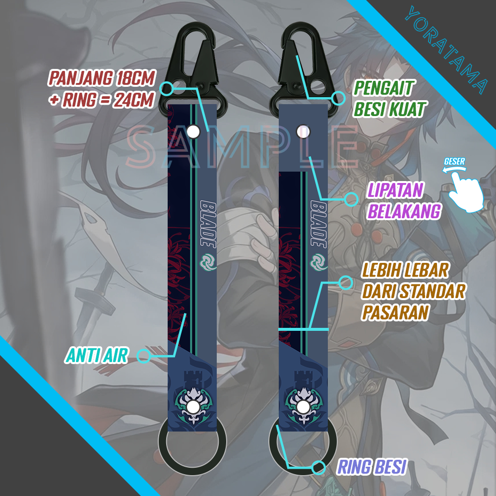 

Gantungan Tali Pendek Blade HSR, Ganci Lanyard Anime Keren