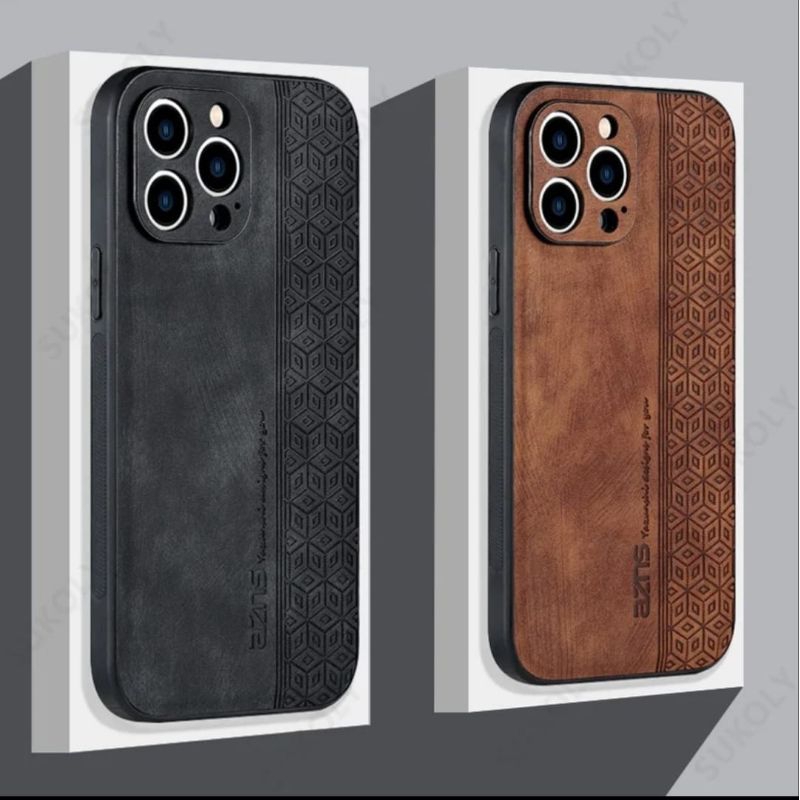 Iphone 15 Pro Max - 14 Pro Max - 13 Pro Max - 12 Pro Max wireless charging Luxury Leather Kulit Azns