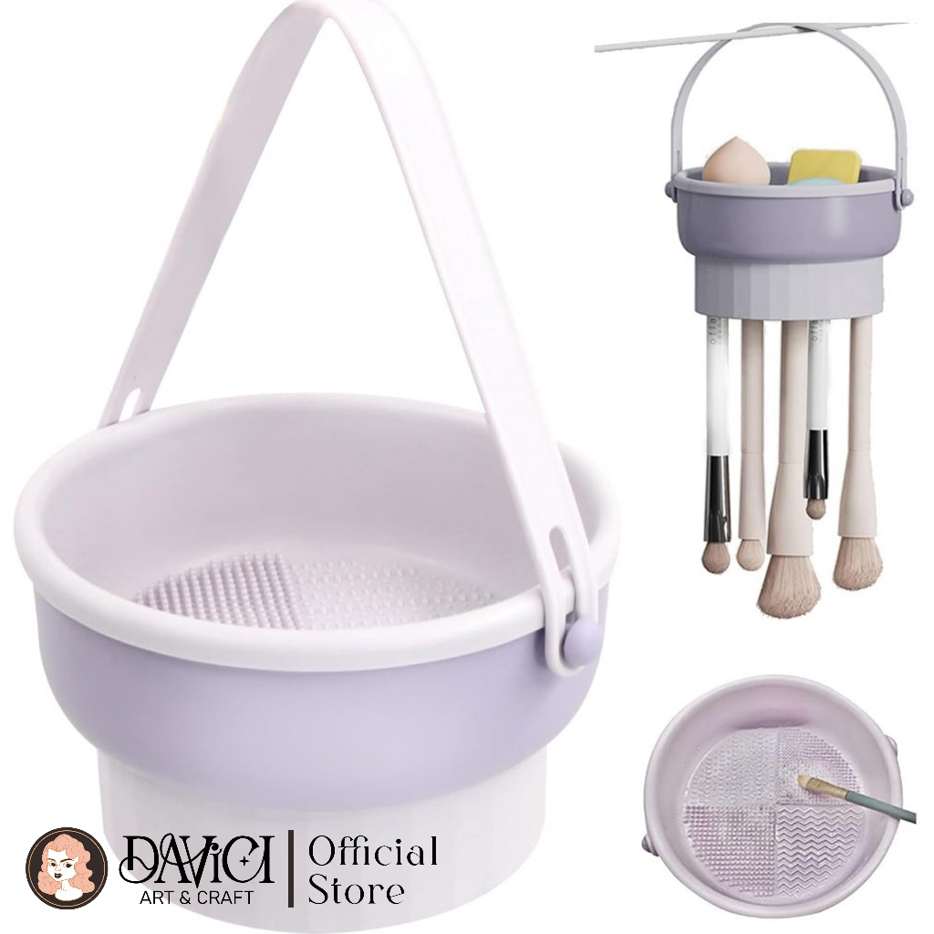 DAVICI Pembersih kuas lukis make up / Tempat cuci kuas silikon / Tempat cuci kuas portable multifung
