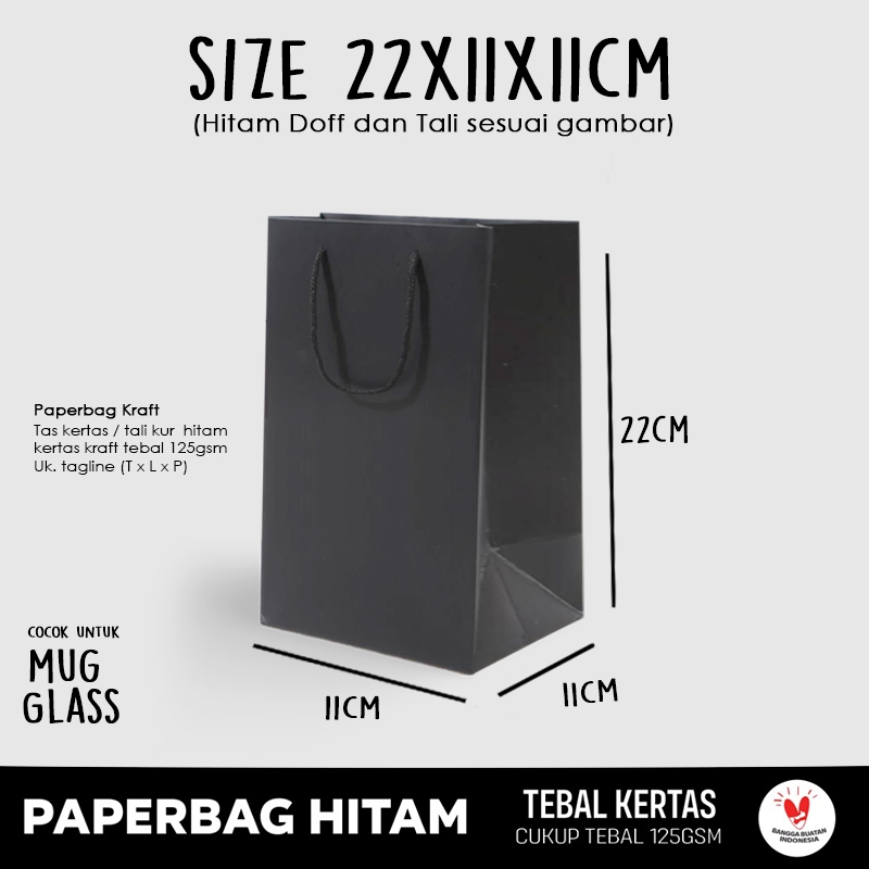 

Paper Bag Hitam MUG Gelas Souvenir 22x11x11 cm / Paper Bag Kado Packing Bridesmaid Olshop / Papper Bag Polos Warna Hitam / Paperbag Kecil Mini