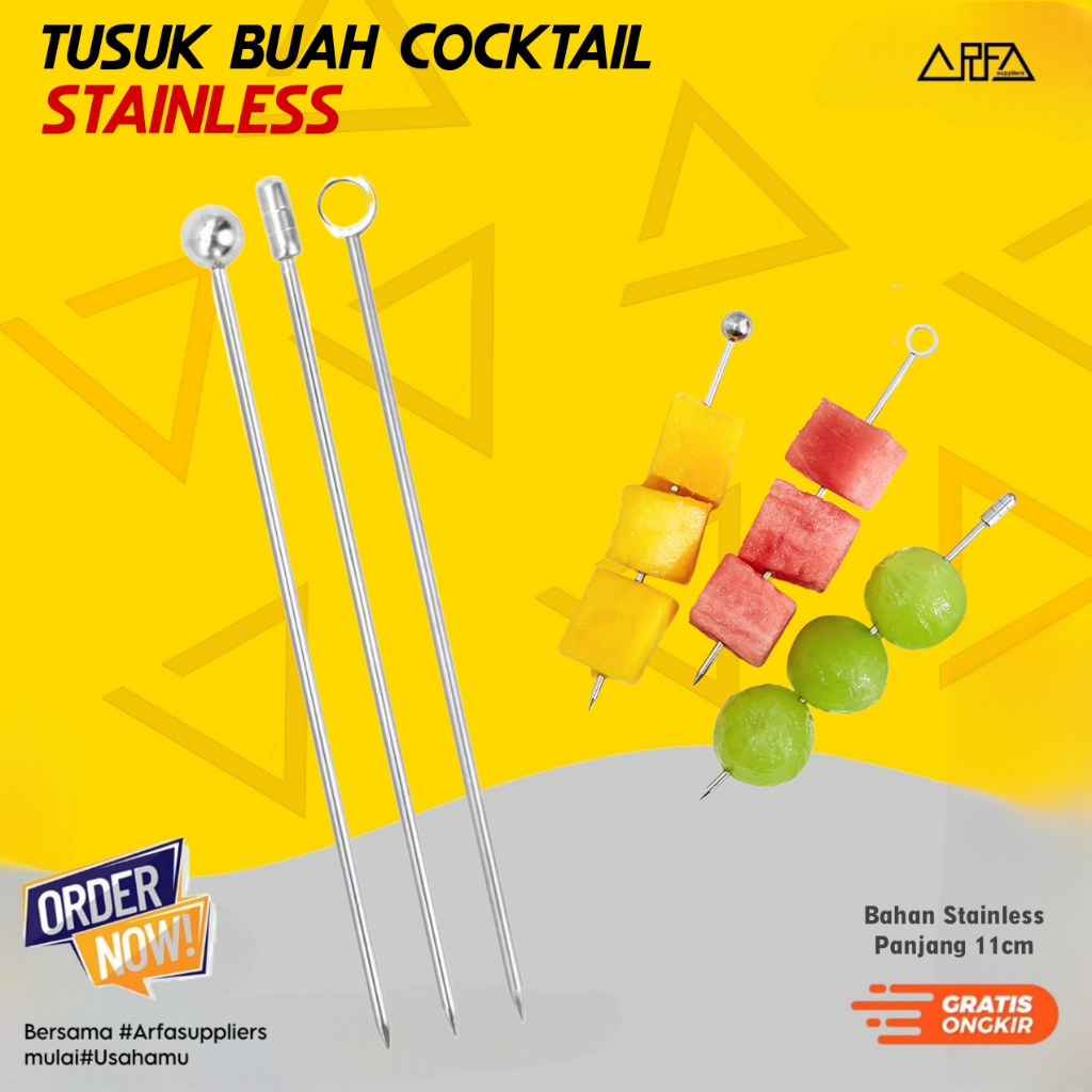 Skewer Tusuk Buah Cocktail Pin Stainless