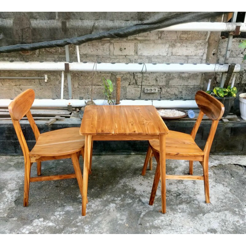 MEJA CAFE  MEJA MINIMALIS ROPAN MEJA KAYU JATI TUA 80x80x75