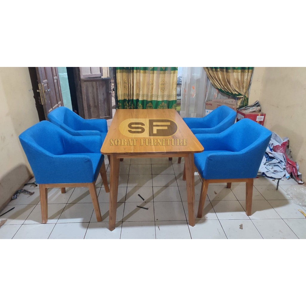 Set Meja Makan Minimalis Jepara Kayu Jati Model Unik Modern