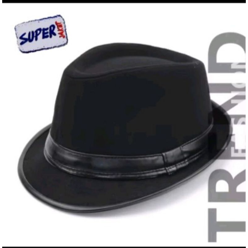 TOPI PRIA TOPI FEDORA MODEL TOMPI KULIT ASLI