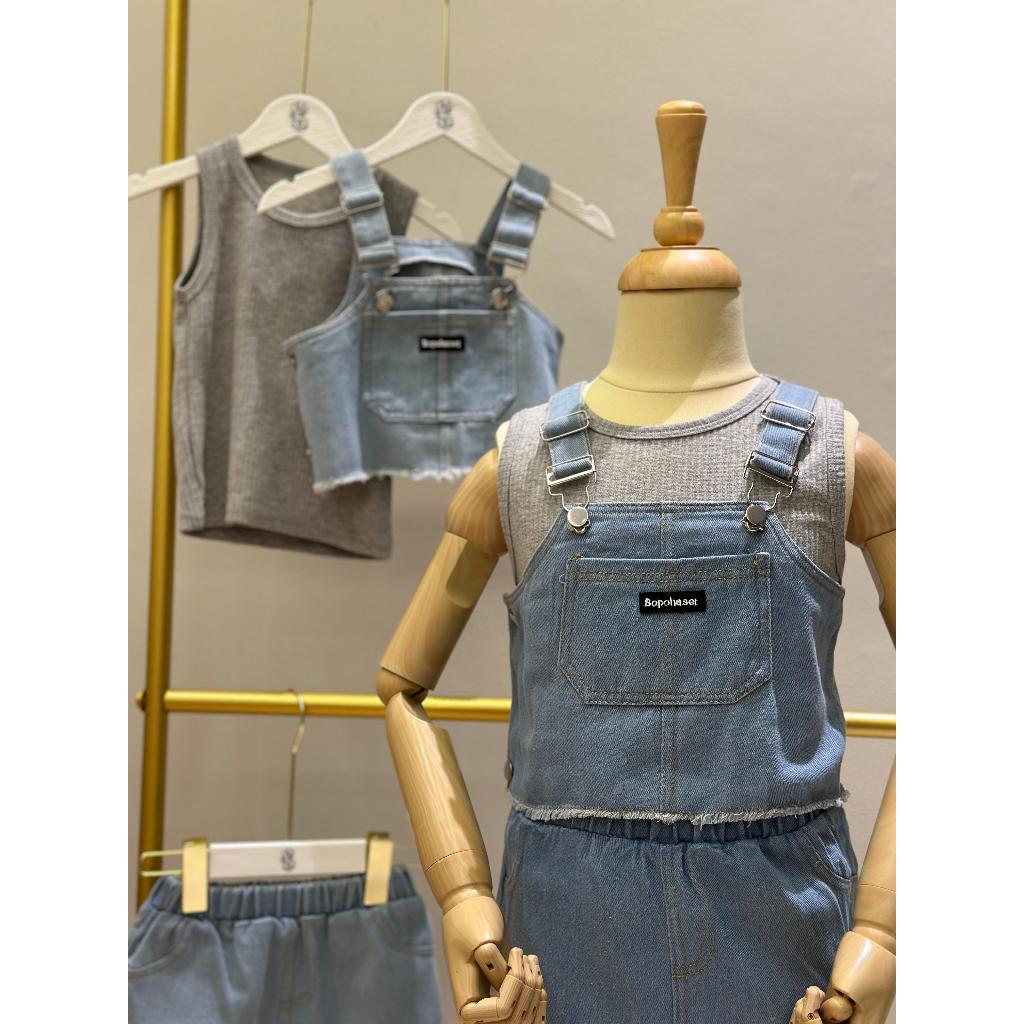 Kimberly Denim Set | Setelan Baju Jalan Anak Perempuan | Baju Overall Anak Perempuan
