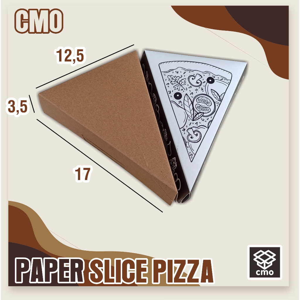 

Kemasan slice pizza full print universal tanpa merk ukuran 17x12,5x3,5 cm