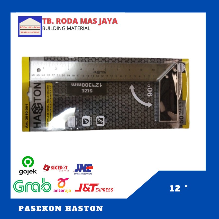 

Pasekon / Siku Penggaris Tukang 12" Haston