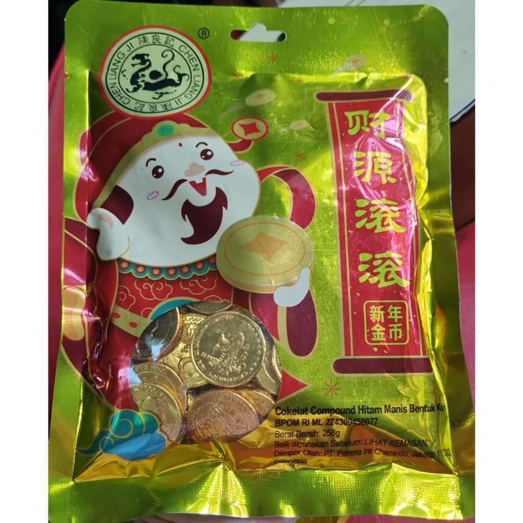 

Permen Cokelat Compund Hitam Manis Bentuk Koin Emas 258gr